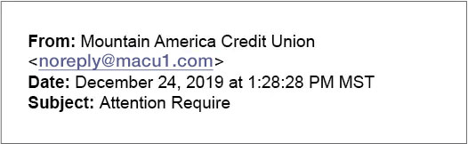 Example of a fraudulent domain name