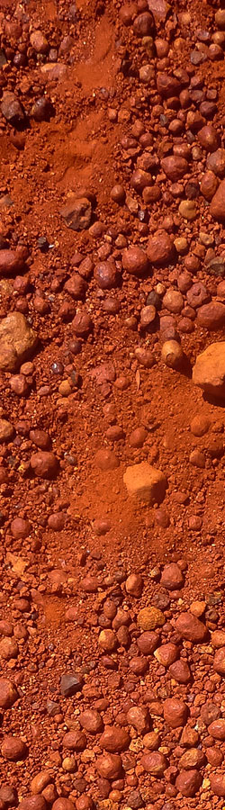 Red clay balls of soil