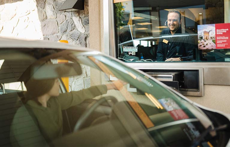 Car in a drive-up window