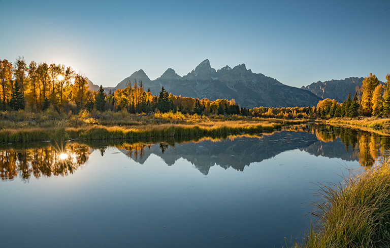 lake scenery with mountains in the background