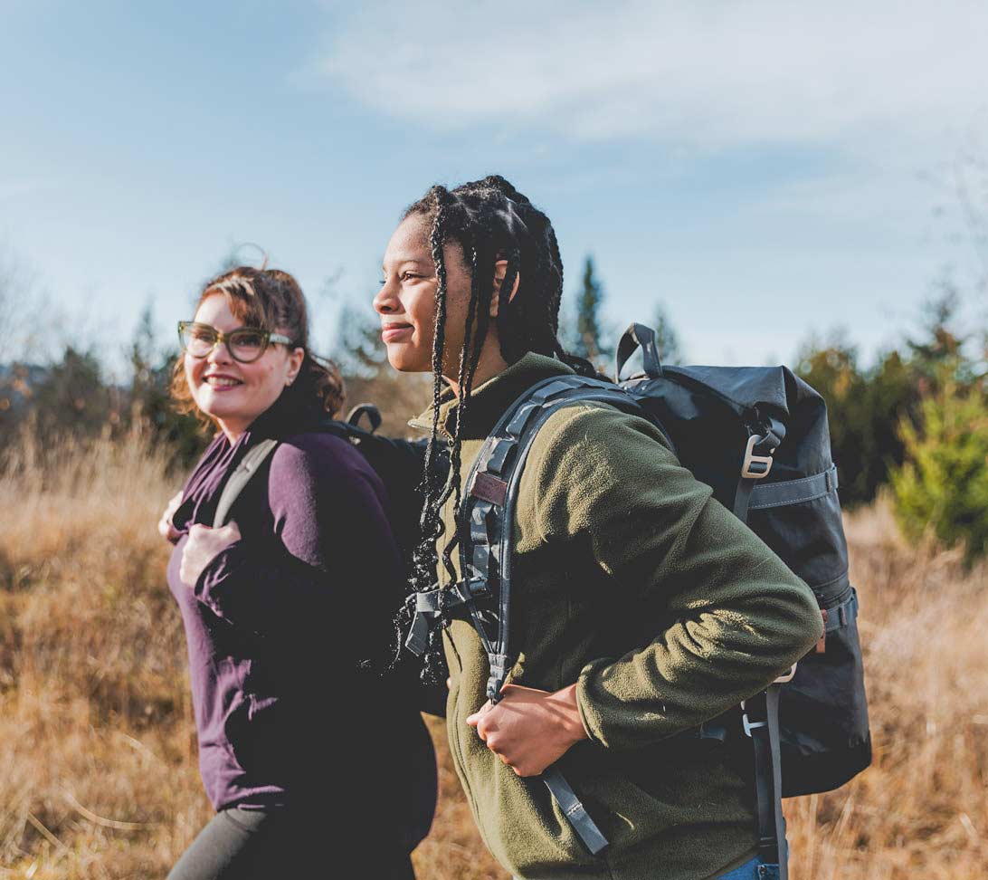 Two teens hiking
