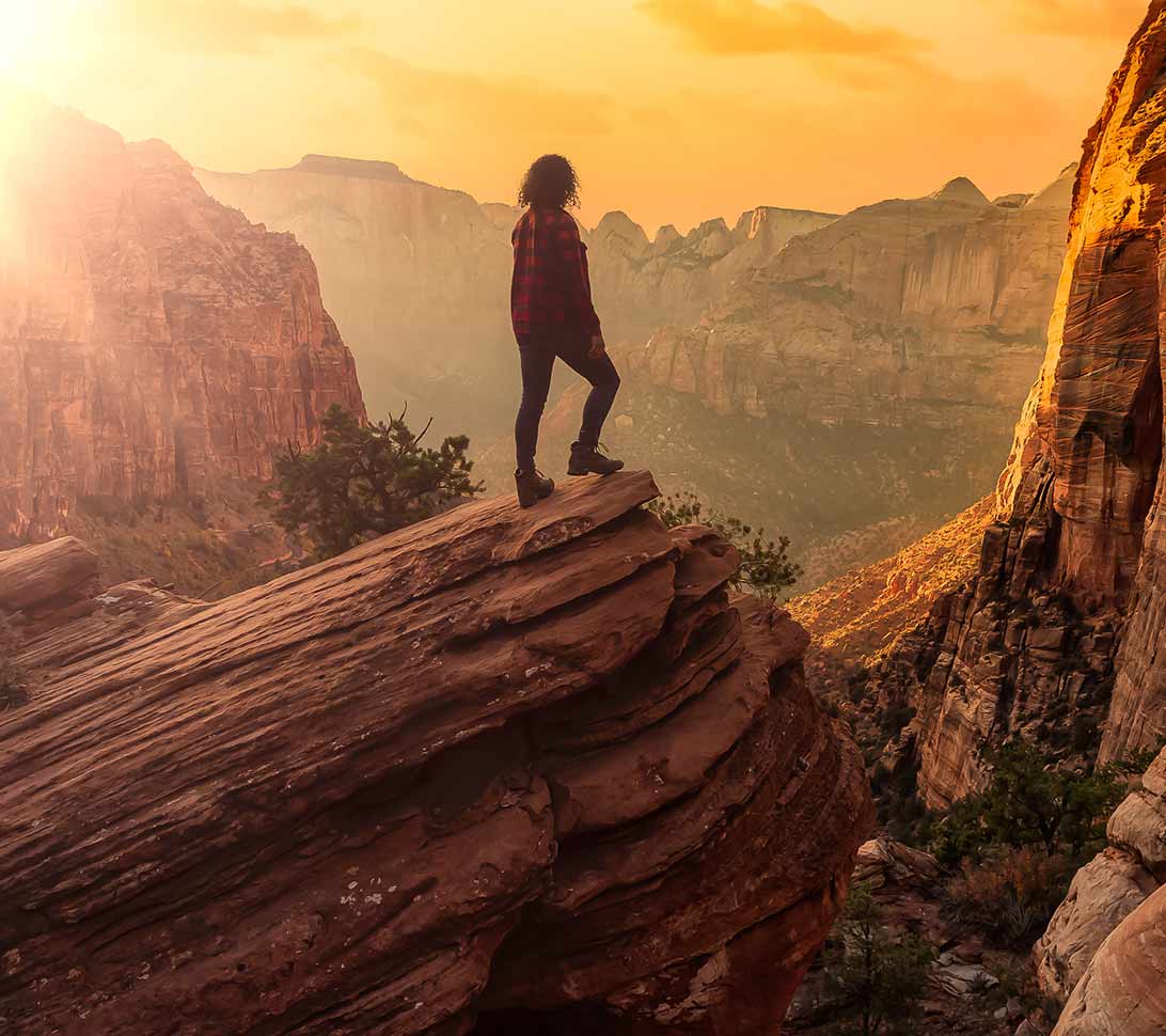 woman on redrock ledge