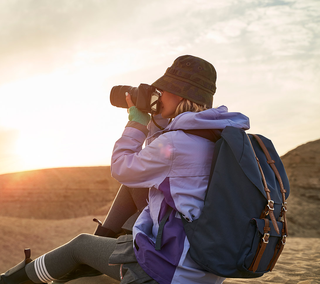 Woman taking a nature photo