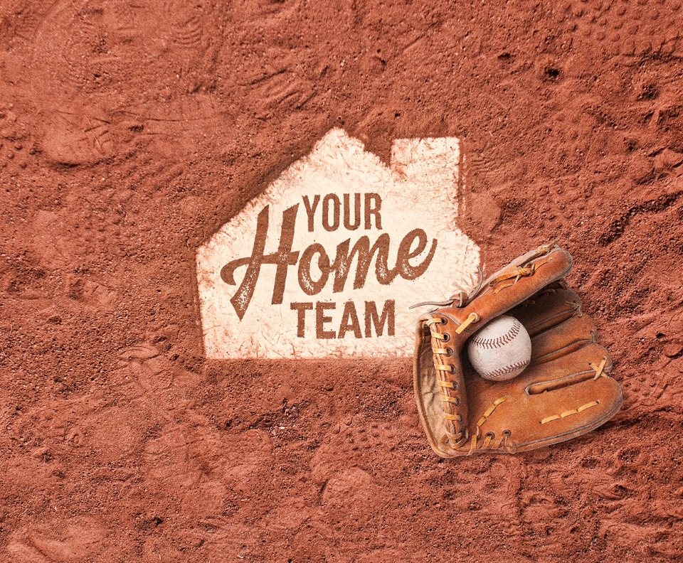 Baseball diamond inscribed with Your Home Team