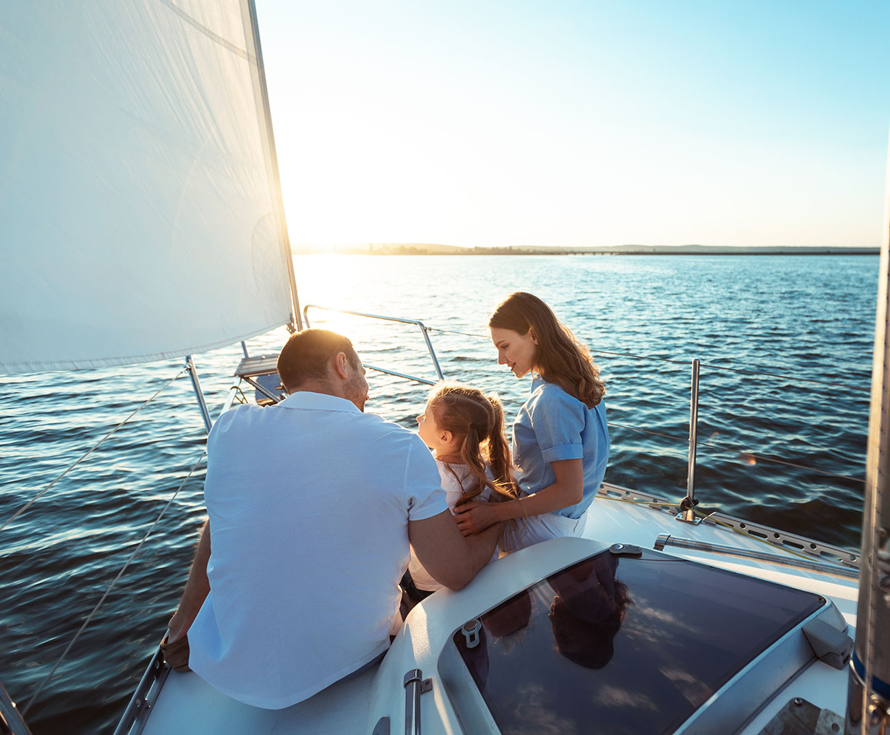 family on a boat