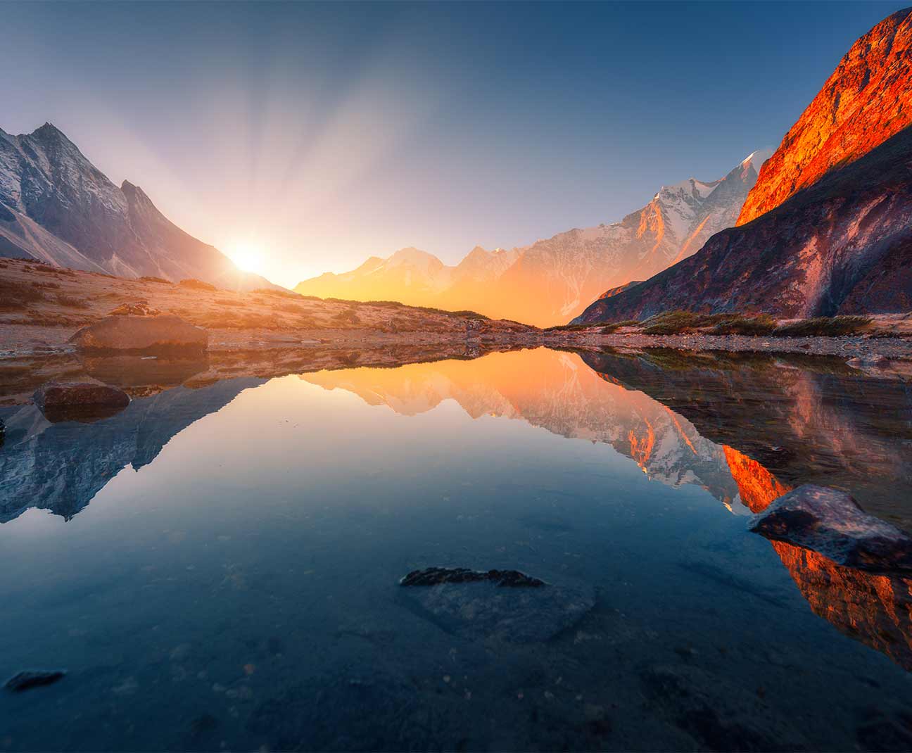 sunset over mountains