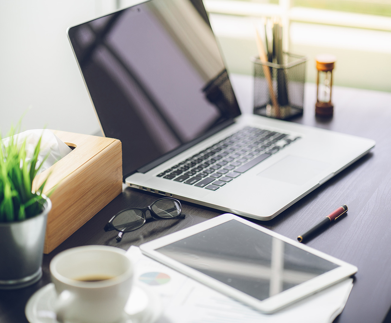 laptop on a desk