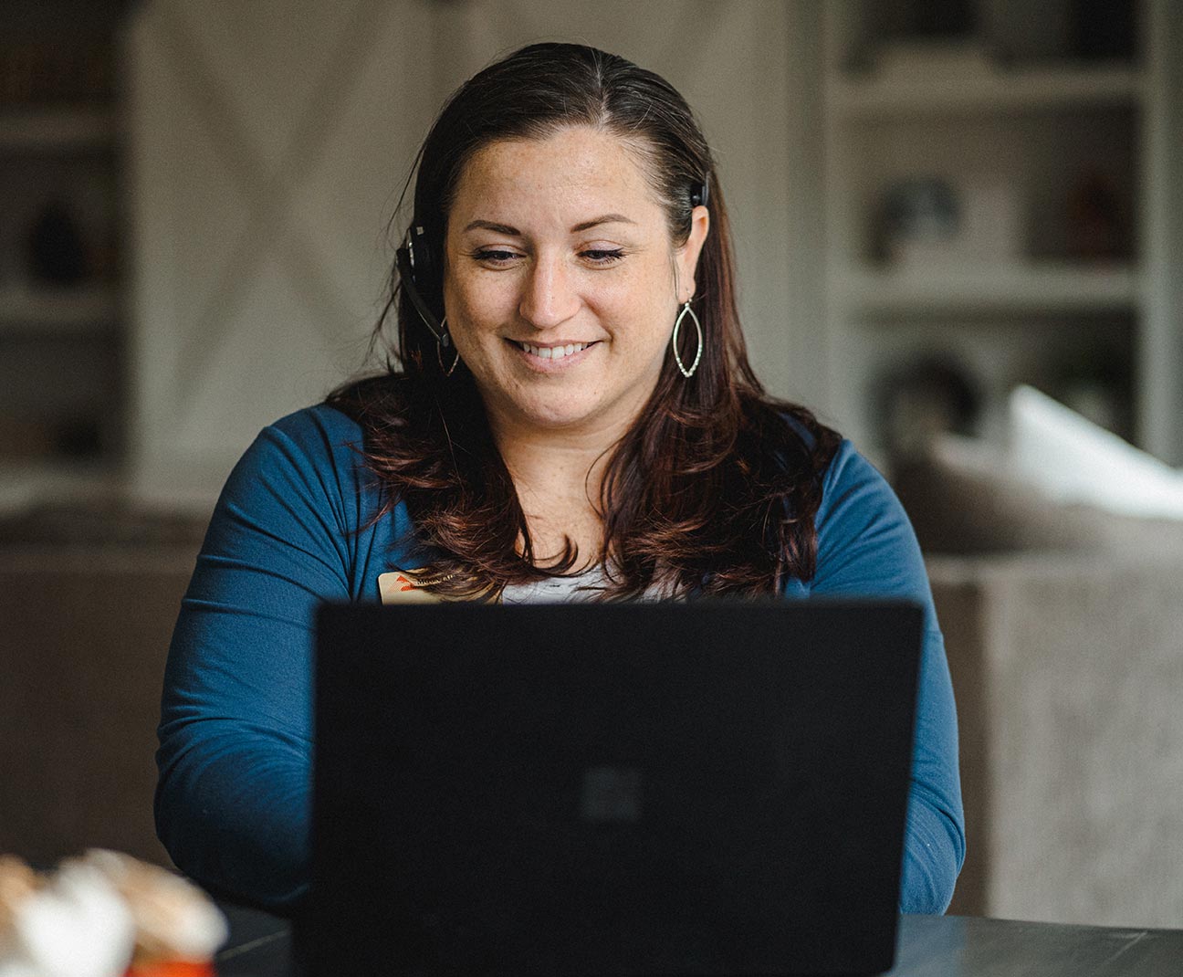 Woman working on her laptop