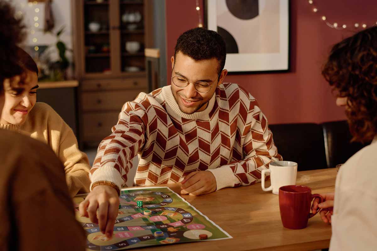 Group of friends playing a board game