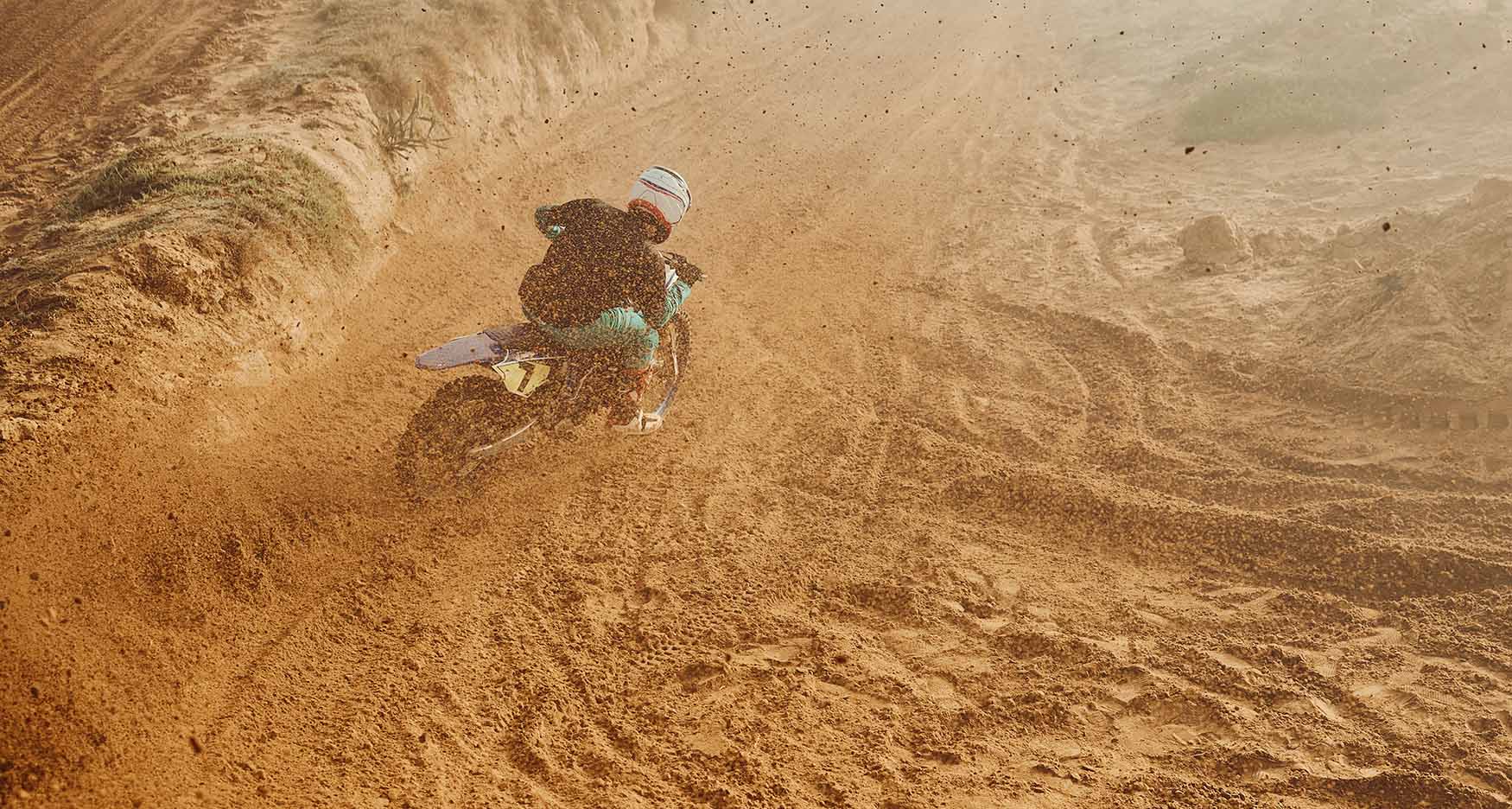 overhead view of someone riding a dirt bike