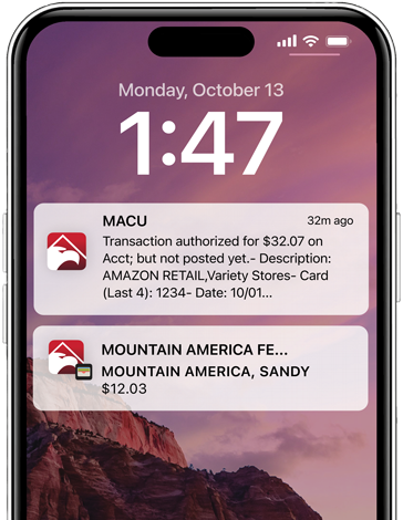 Smartphone showing alert notifications