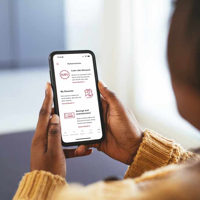 Woman looking at a smartphone