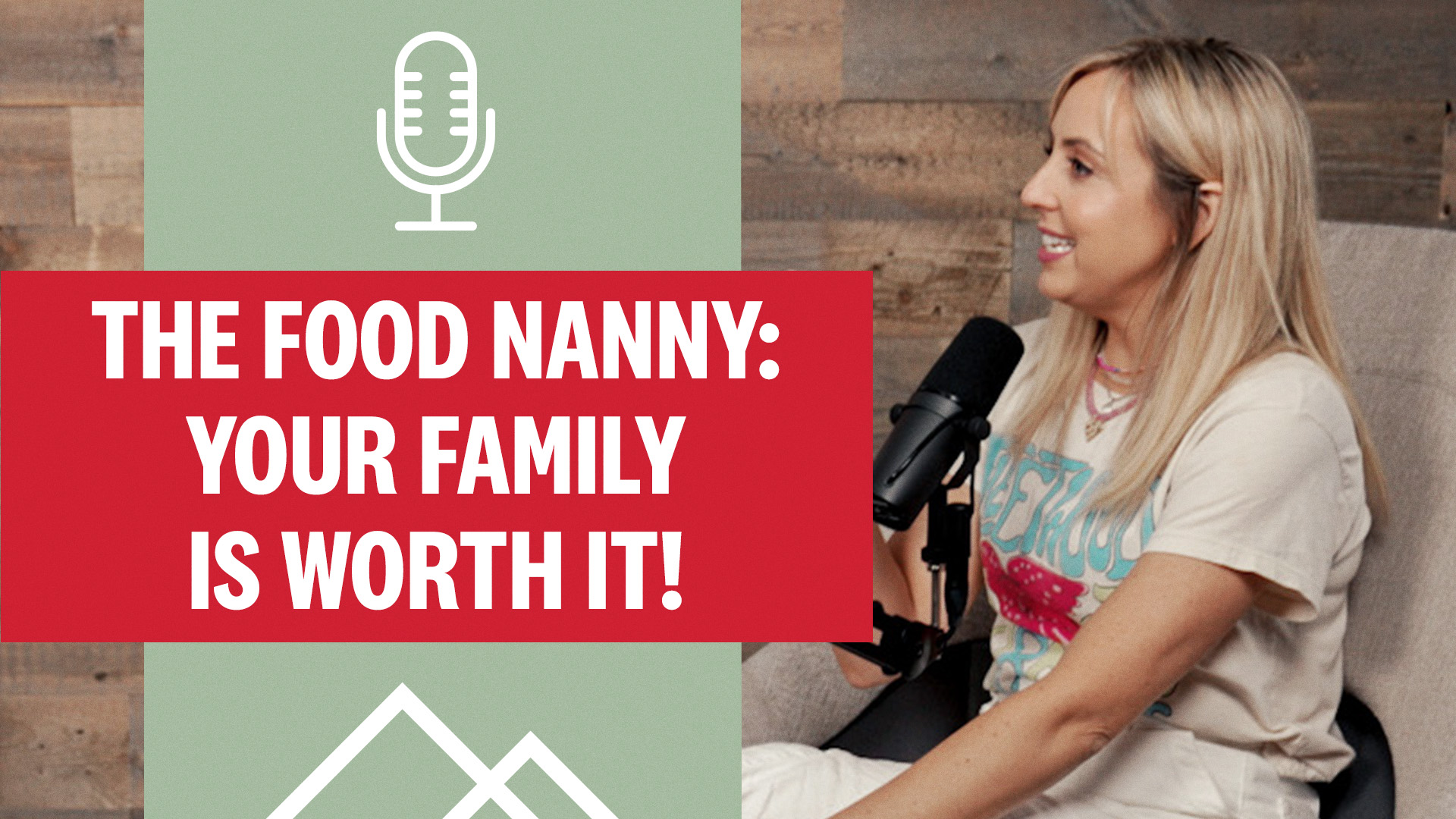food nanny at the podcast mic