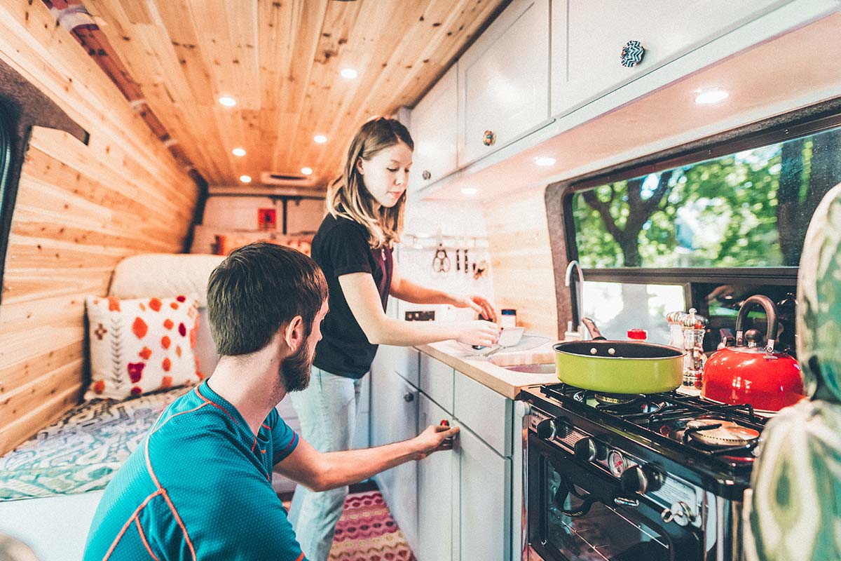 couple in an rv