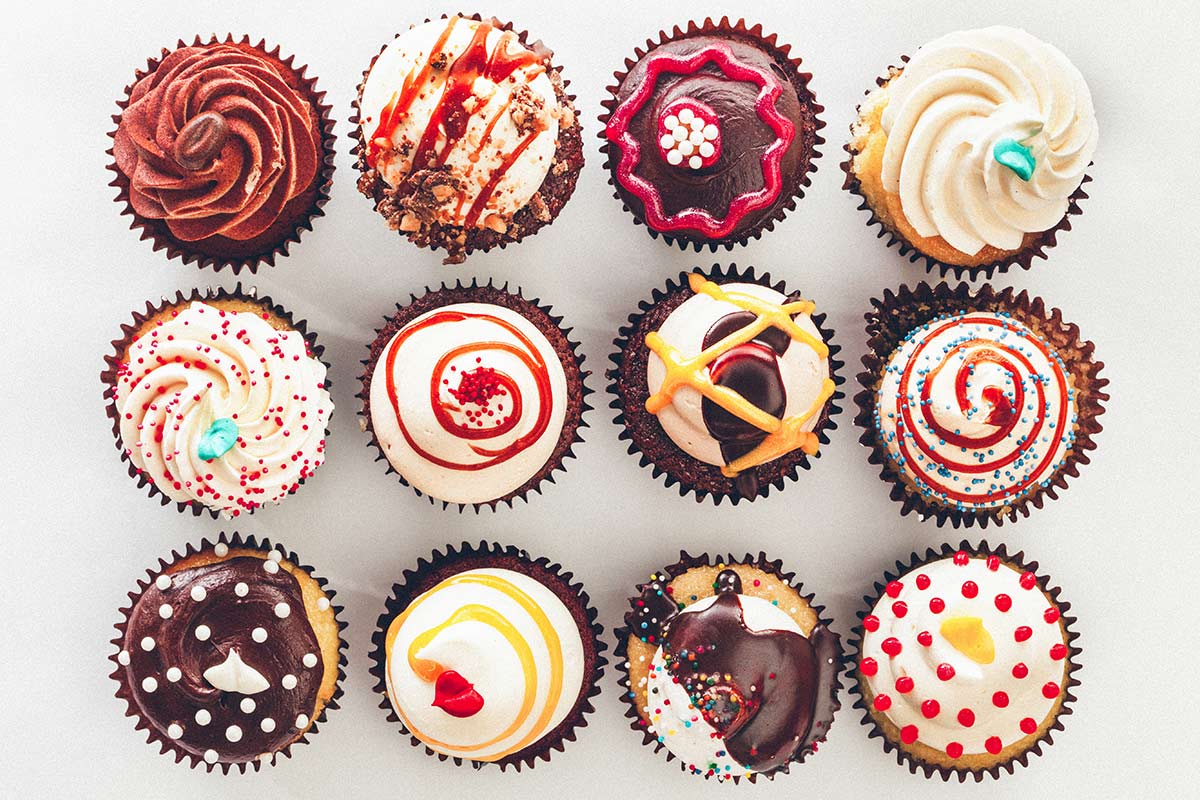 an assortment of cupcakes