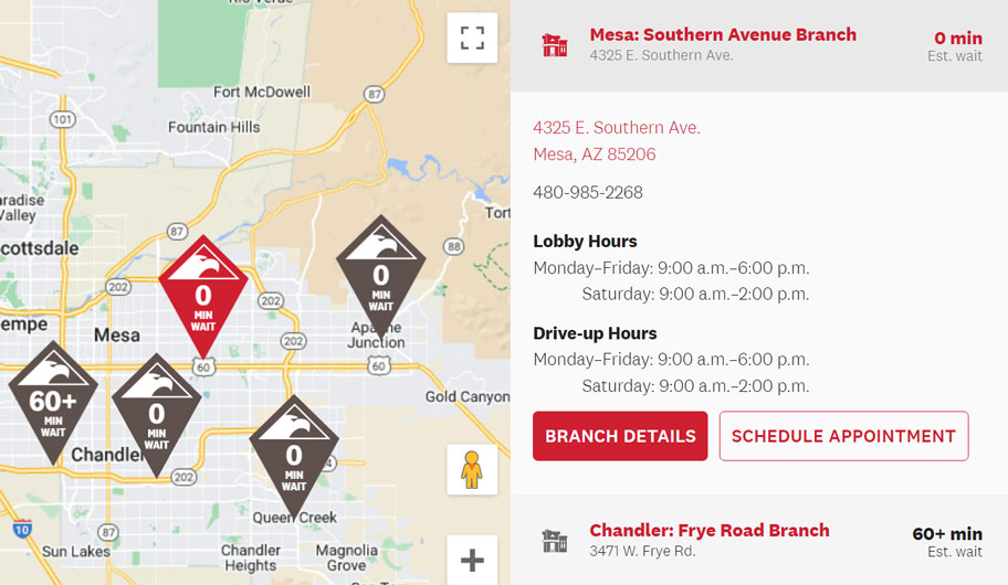 sample branch locator map