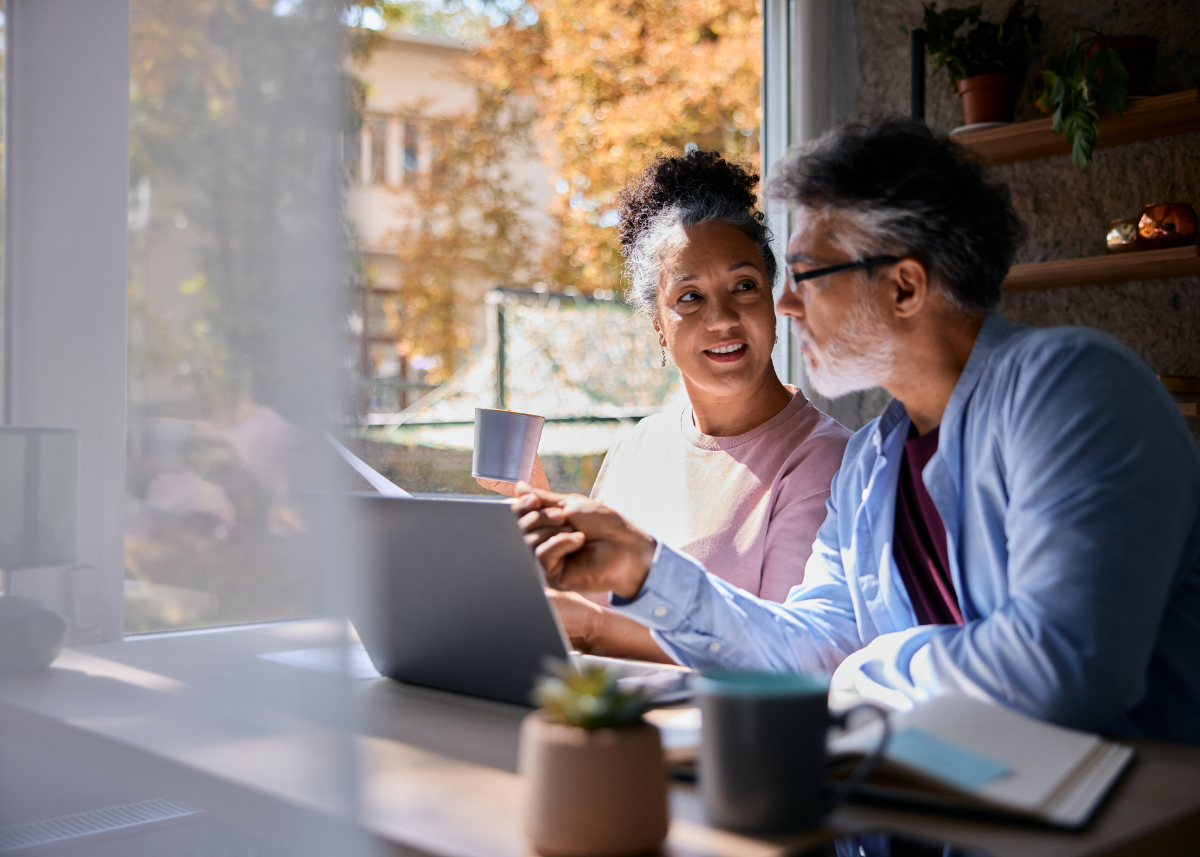 Older couple reviewing documents