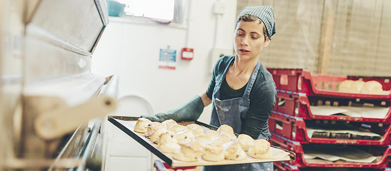 woman working in a bakery