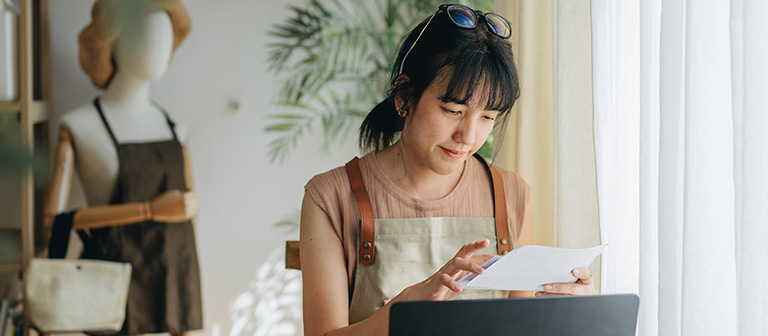 businesswoman doing finances