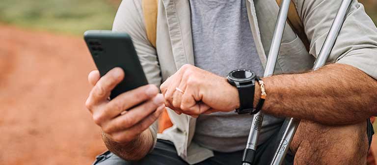 man checking cell phone