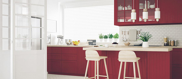 red and white kitchen