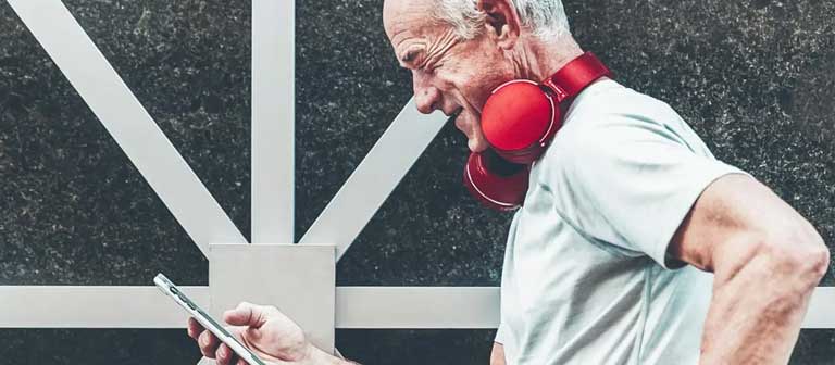 man jogging with headphones