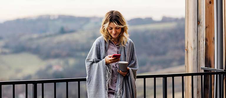 Woman checking her mobile phone