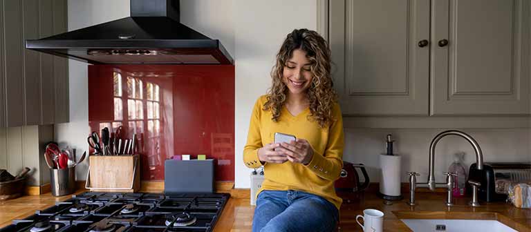 Woman in her luxury kitchen