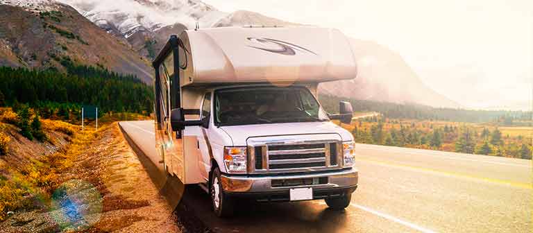 RV parked on side of road