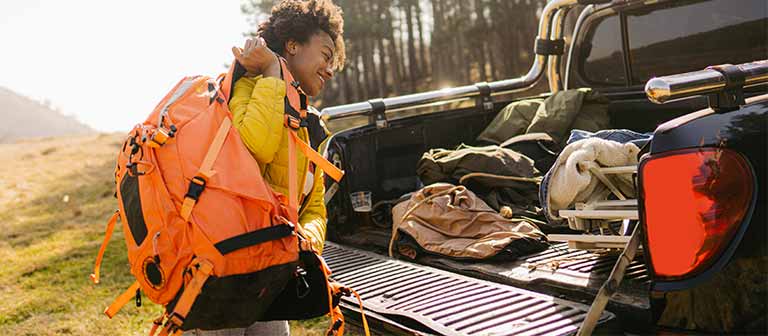 loading gear into truck