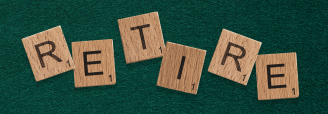 Game pieces that spell RETIRE